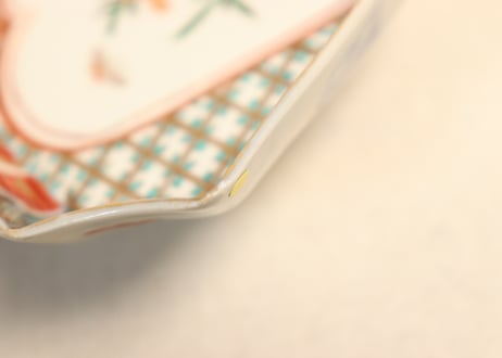 明治前期色絵葡萄図ひし形皿②ノミホツ
