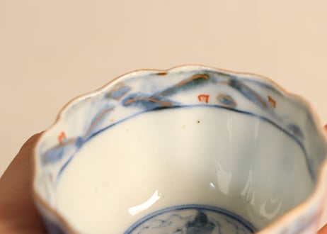 明治前期色絵柴垣に梅と龍図通り物小向付