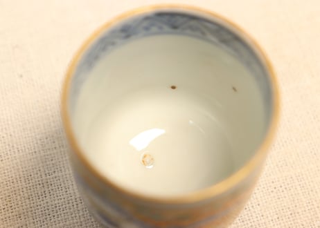 明治前期色絵蝙蝠と桜図のぞき　フリモノ