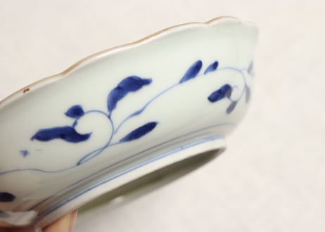 江戸中期色絵四方に紅葉と藤図なます皿5客組