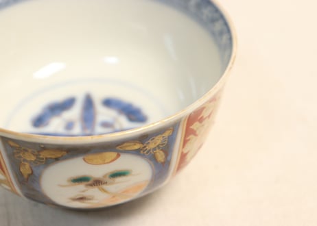 明治前期色絵牡丹と松図蓋茶碗