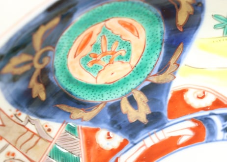 明治前期色絵松竹梅と鶴図8寸鉢②釉剥げ