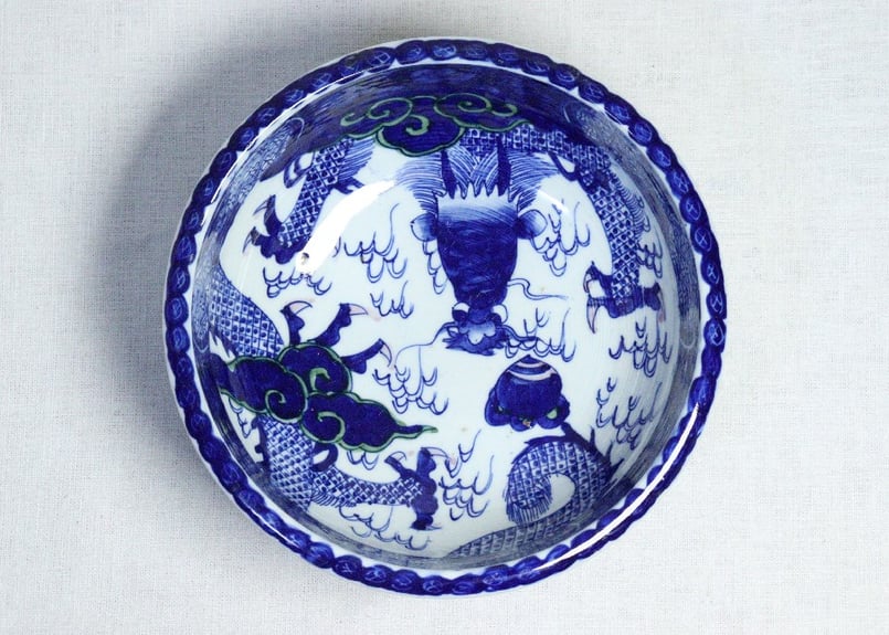 明治前期　色絵　花籠　龍と鳳凰　唐花　蝶　輪花　大鉢 龍鳳凰図七宝花瓶 | TSUNAGU東美｜東美ECモール