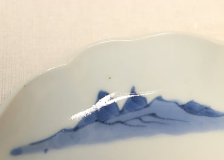 江戸幕末染付貝図尽くしと蜃気楼図6寸皿①