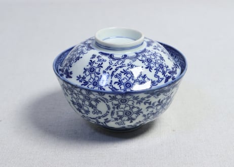 明治前期紙刷桜図飯茶碗①