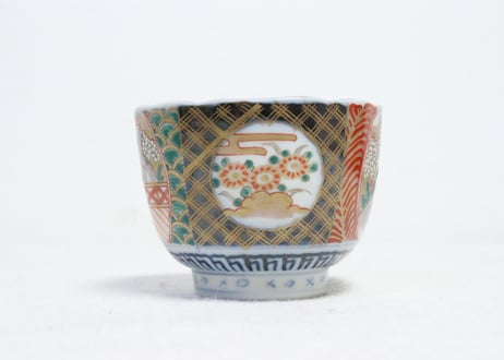 明治前期色絵桜と菊図向付