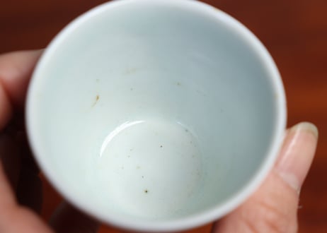 江戸中期染付若松図小猪口　高台ホツ①