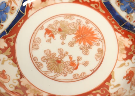 江戸幕末色絵菊に鳳凰と竹梅図なます皿