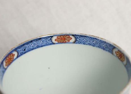 明治前期大聖寺焼色絵鳳凰と草花図大猪口