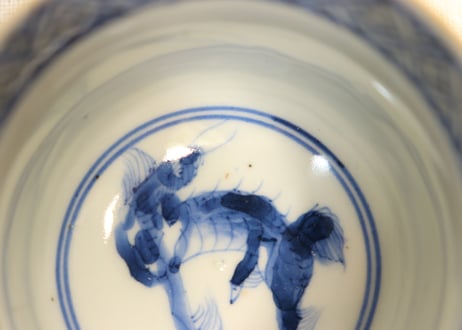 明治前期色絵沢潟に鷺図向付