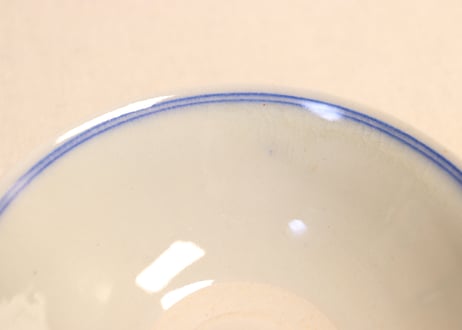 大正～昭和戦前縦縞図蓋なし茶碗　少甘手