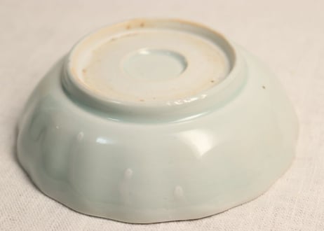 江戸幕末染付扇に花図なます皿