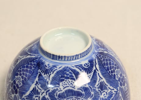 明治前期紙刷牡丹図飯茶碗