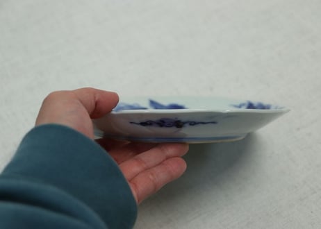 明治前期染付山水図6寸皿