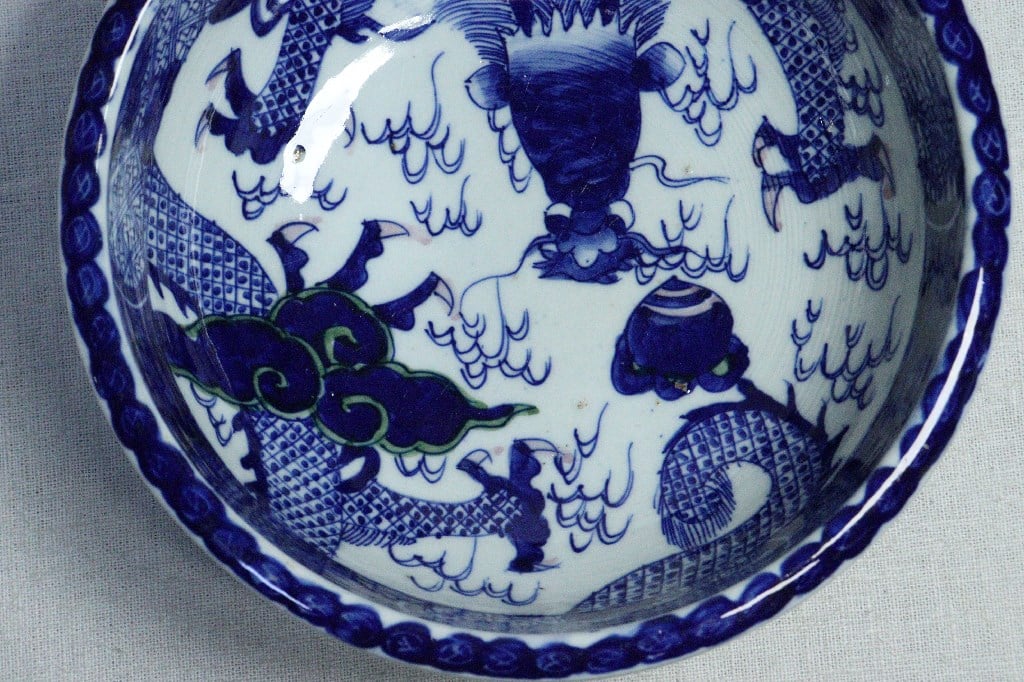 明治前期染付龍図8寸鉢 2客セット | 吉祥寺PukuPuku