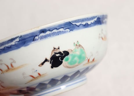 明治前期色絵馬図三ツ組鉢