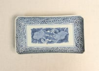江戸中期染付蛸唐草図長皿