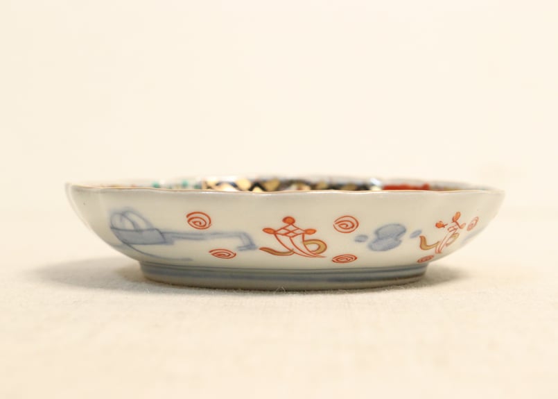 小皿 5枚 色絵 山水 花 江戸 明治 窯傷 小皿 5枚 色絵 山水 花 江戸 明治 窯傷