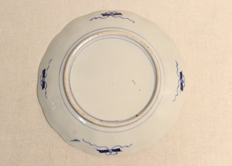 明治前期色絵山水と菊図7寸皿