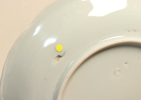 江戸幕末染付八方に釧図６寸皿②フリモノ,窯傷