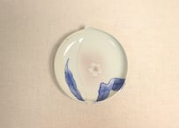 明治後期～大正染付桃と花図桃型皿② 薄め