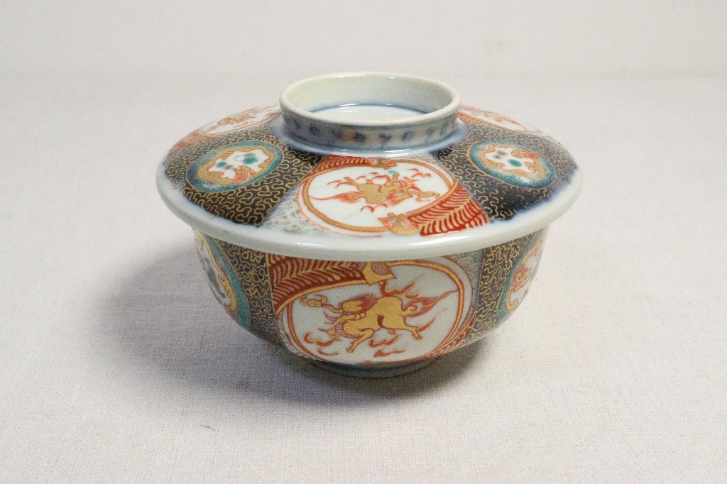 明治前期色絵麒麟と龍図蒸茶碗 | 吉祥寺PukuPuku