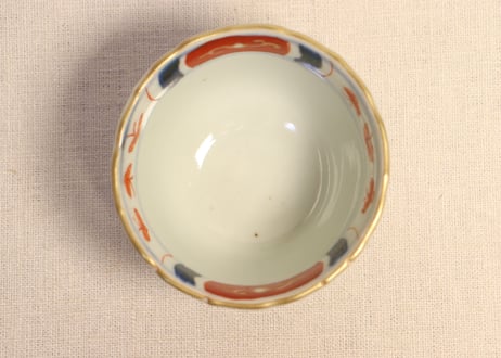 江戸幕末色絵四方に菊と唐草図向付 5客組
