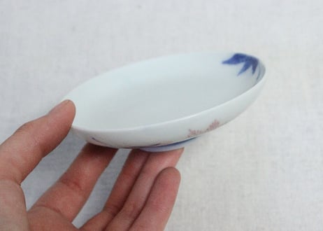 大正～昭和戦前染付紅葉図蓋茶碗