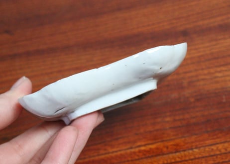 江戸中期紙刷古印判糸巻型小皿➂　ノミホツ