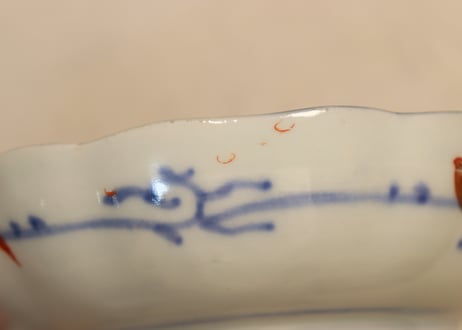 明治前期色絵流水に桔梗と宝図なます皿