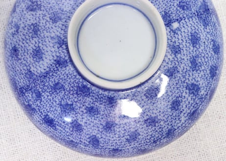 明治後期～大正銅判微塵唐草図蓋茶碗 少甘手