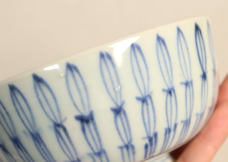 江戸中期染付木賊文蓋茶碗 蓋シミ