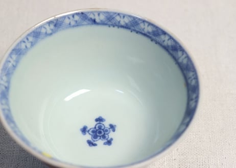 江戸中期色絵金彩三方に銀杏図向付 ホツ