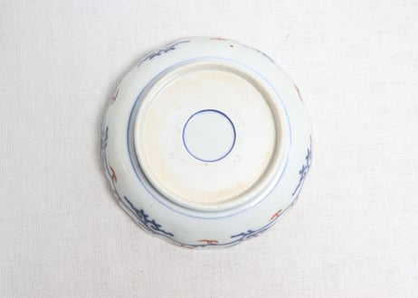 明治前期色絵松竹梅に鶴亀図通り物なます皿①