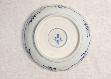 明治前期色絵春蘭と椿図通り物なます皿