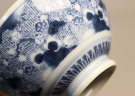大正～昭和戦前ゴム判松竹梅図飯茶碗