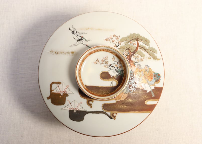 明治前期九谷焼色絵高砂図通り物蒸茶碗 | 吉祥寺PukuPuku