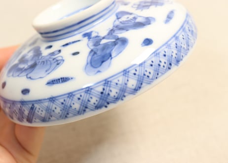 大正~昭和戦前ゴム判七福神図蓋茶碗