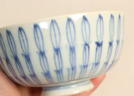 江戸中期染付木賊文蓋茶碗 蓋シミ