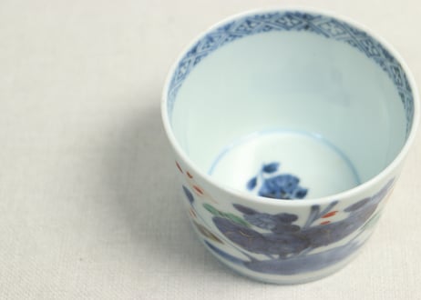 江戸後期色絵秋海棠図猪口②色擦れ
