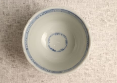 明治後期~大正染付山水図輪花向付