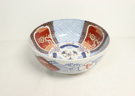 明治前期色絵松竹梅と牡丹図8寸鉢