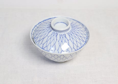 ★昭和レトロ★    レア！　印判　人気の 網目紋様　茶碗　五客　猪口三客オマケ ☆昭和レトロ☆ レア！ 印判 人気の 網目紋様 茶碗 五客 猪口三客