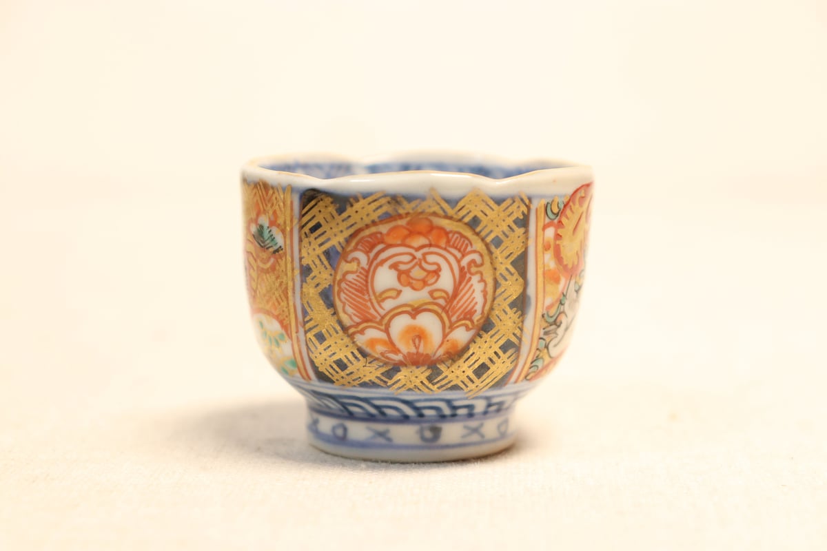 明治前期色絵桃と鶴図通り物小向付 | 吉祥寺PukuPuku