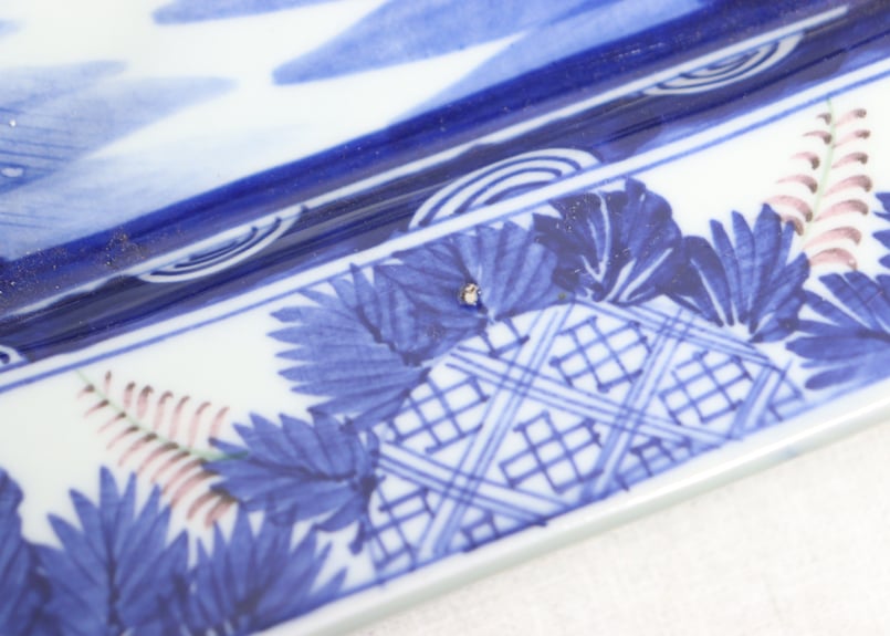 明治前期ベロ藍山水図角皿 ノミホツ | 吉祥寺PukuPuku