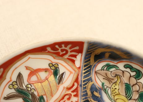 明治前期色絵三方貝図小皿