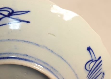 明治後期～大正色絵唐子と松鶴図7寸皿