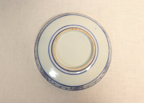 明治前期色絵山水と桐と松梅図縁立ち6寸皿①