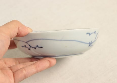 江戸後期染付竹林図なます皿 ややがたつき