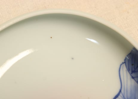 明治後期～大正染付桃と花図桃型皿② 薄め